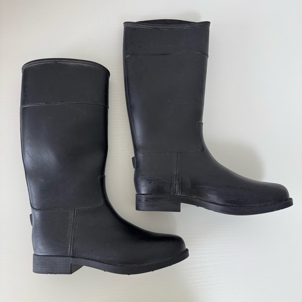 Kids Black Knee-High Rain Boots, Size 1
